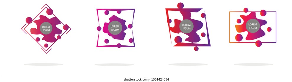 Set of modern abstract vector banners. Multicolor flat geometric shapes. Geometric gradient figures, trendy dynamic elements