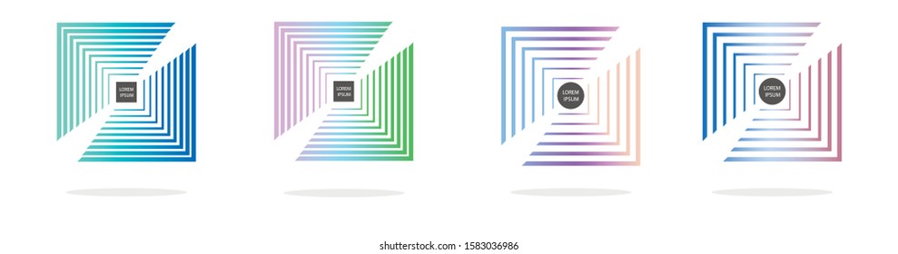 Set of modern abstract vector banners. Multicolor flat geometric shapes. Geometric gradient figures, trendy dynamic elements