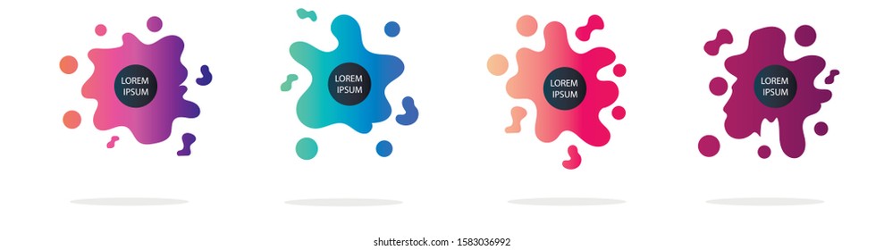 Set of modern abstract vector banners. Multicolor flat geometric shapes. Geometric gradient figures, trendy dynamic elements