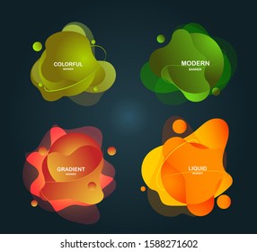 Set of modern abstract vector banners. Liquid geometric shapes of different colors in simple design style. Template ready for use in web or print design. - Vector