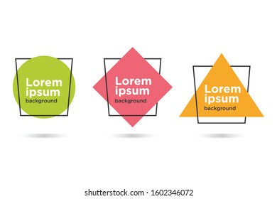 Set of modern abstract vector banners. Geometric shapes of different colors with black outline design - Vector