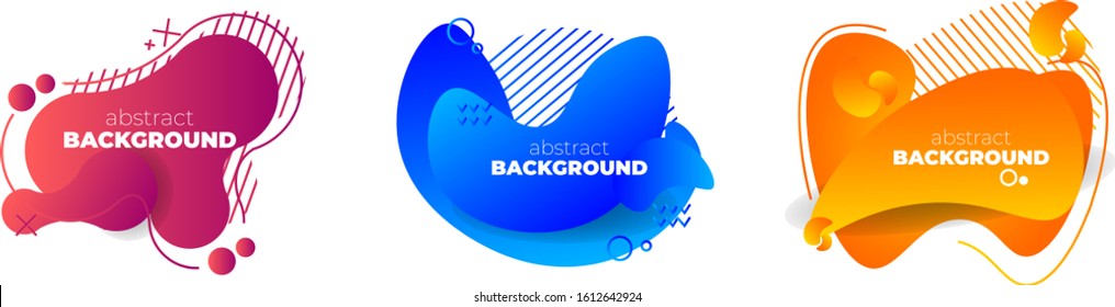Set of modern abstract vector banners. Flat geometric liquid shapes with various colors. Modern vector templates, Templates for logo design, leaflets or presentations. EPS 10