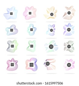 Set of modern abstract vector banners. Multicolor flat geometric shapes. Geometric gradient figures, trendy dynamic elements