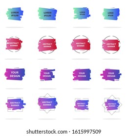 Set of modern abstract vector banners. Multicolor flat geometric shapes. Geometric gradient figures, trendy dynamic elements