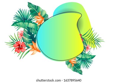 Set of modern abstract vector banners. Liquid form, various colors with tropical design. Coconut tree template is ready to use in web or print design.