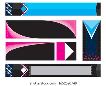 Set of modern abstract vector banners. Flat geometric shapes of different colors. Template ready for use in web or print design.