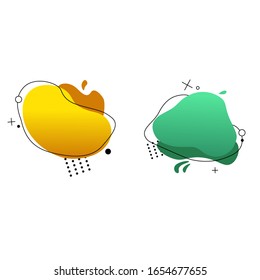 Set of modern abstract vector banners. Flat geometric shapes of different colors with black outline in memphis design style. Template ready for use in web or print design.