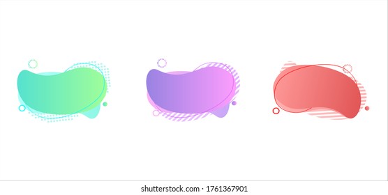 Set of modern abstract vector banners. Flat geometric shapes of different colors with black outline in memphis design style. Template ready for use in web or print design