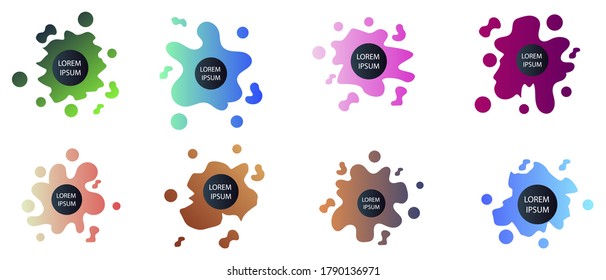 Set of modern abstract vector banners. Multicolor flat geometric shapes. Geometric gradient figures, trendy dynamic elements.