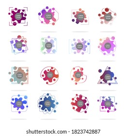 Set of modern abstract vector banners. Multicolor flat geometric shapes. Geometric gradient figures, trendy dynamic elements