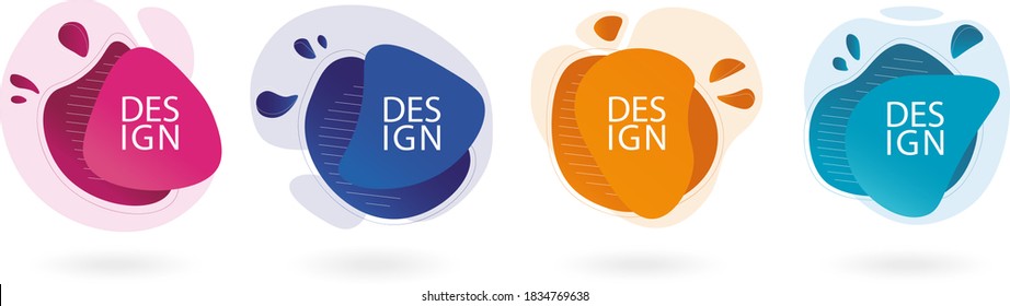 Set of modern abstract vector banners. Flat geometric shapes in different colors in the same style.Template for logo design, flyer or presentation. Vector.