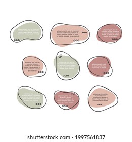 Set of modern abstract vector banners. Flat geometric shapes of different colors with black outline in memphis design style. Template ready for use in web or print design, Vector format