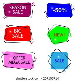 Set of modern abstract vector banners. Discount offer price label, symbol for advertising campaign in retail, sale promo marketing, ad offer on shopping.