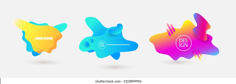 Set of modern abstract vector color banners. Gradient abstract banners with flowing liquid shapes for logo, flyer or infographics design. Vector illustration