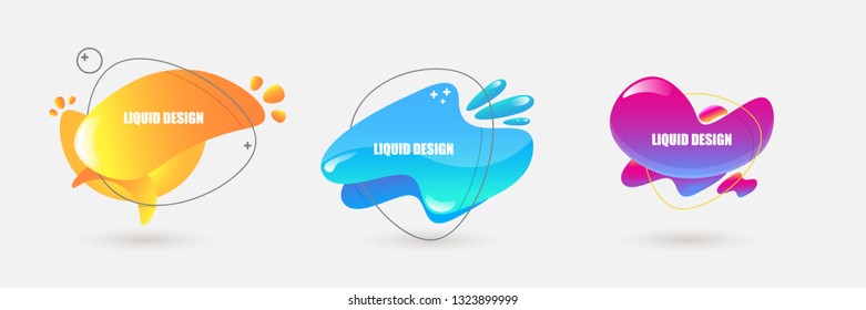 Set of modern abstract vector color banners. Gradient abstract banners with flowing liquid shapes for logo, flyer or infographics design. Vector illustration