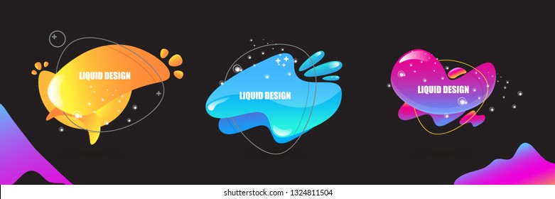Set of modern abstract vector color banners. Gradient abstract banners with flowing liquid shapes for logo, flyer or infographics design. Vector illustration 