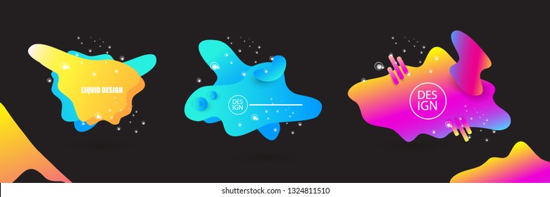 Set of modern abstract vector color banners. Gradient abstract banners with flowing liquid shapes for logo, flyer or infographics design. Vector illustration 