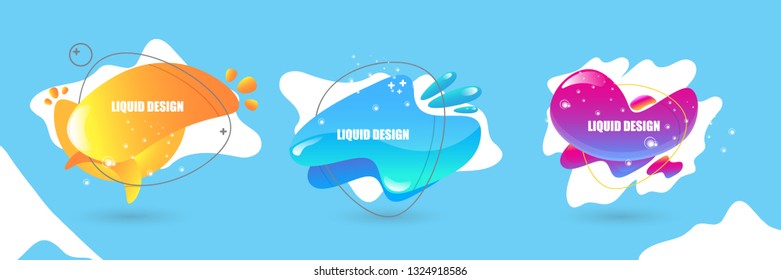 Set of modern abstract vector color banners. Gradient abstract banners with flowing liquid shapes for logo, flyer or infographics design. Vector illustration 