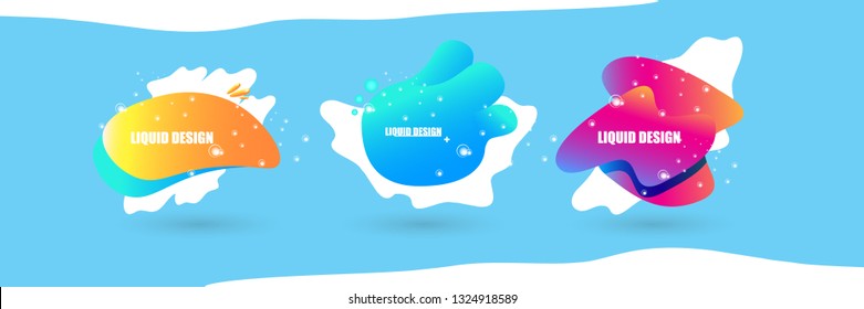 Set of modern abstract vector color banners. Gradient abstract banners with flowing liquid shapes for logo, flyer or infographics design. Vector illustration 