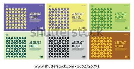 Set of modern abstract vector designs featuring abstract patterns made of metabolic shapes. Modern geometric shapes created from connected liquid drops. Minimalistic and creative composition suitable 