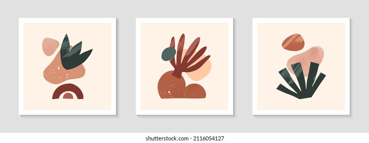 Set of modern abstract vector illustrations with organic various shapes and textures