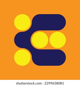 Set of modern abstract vector Logo graphics. Flat geometric shapes of different colors with black in Memphis design style. Template ready for use in web or print design, LOGO Design.