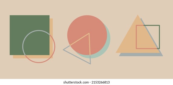 Set of modern abstract vector shapes.  Geometric shapes of different colors with black lines in Memphis design style