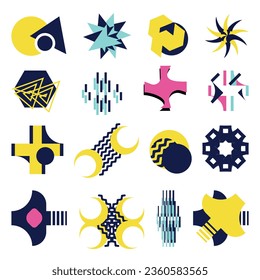Set of modern abstract vector Shapes. Geometric vector shapes of different colors design. Template ready for use in web or print design