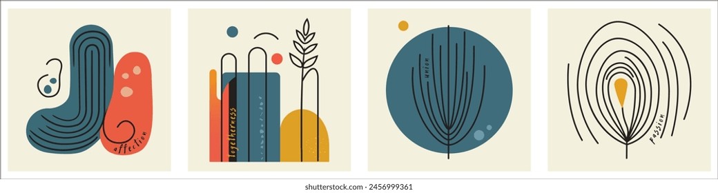 Set von modernen abstrakten Tapeten. Abstraktes bedruckbares Design mit motivierenden Schriften. Satz 3