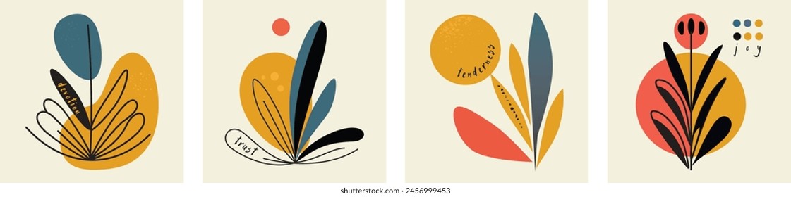 Conjunto de fondos de pantalla abstractos modernos. Abstractas diseño imprimible con escritos motivacionales. Conjunto4