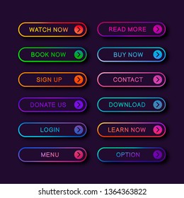 Set of modern abstract web buttons. Vector Illustration