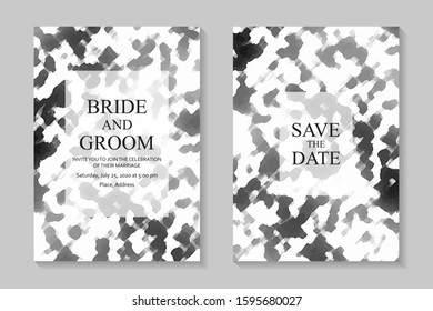 Set of modern abstract wedding invitation design or card templates for business or presentation or greeting with black spots on a white background.