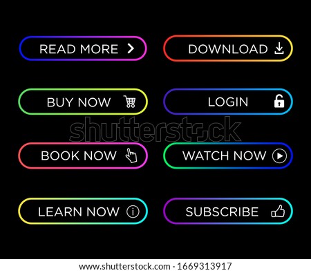 Set of modern action button colorful for infographic, website, mobile app. Navigation buttons with gradient color. Button icon vector illustration eps 10