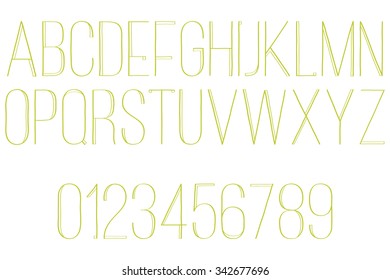 set of modern alphabet letters and numbers isolated on white background. vector contemporary, thin font type