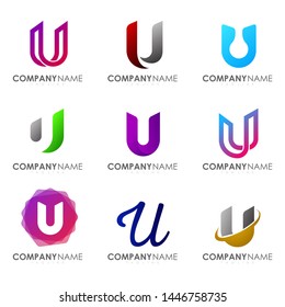Set of modern alphabet logo design letter U. Initials logo collections.
