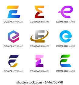 Set of modern alphabet logo design letter E. Initials logo collections.
