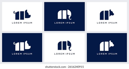 Set of modern animal logo design, simple
