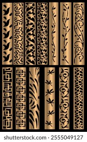Set of modern arabic islamic geometric pattern, Ethnic modern patterns, art deco geometric pattern, floral laser cut pattern, geometric laser cut pattern