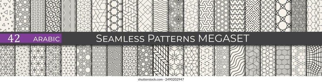 Set of modern arabic pattern swatches. Vintage islamic graphic. Ethnic modern patterns.