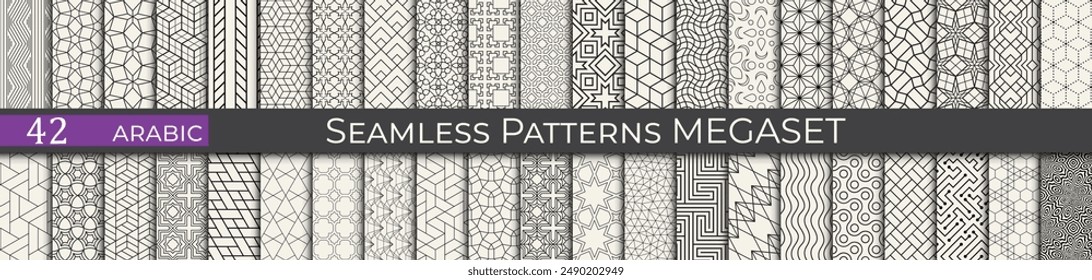 Set of modern arabic pattern swatches. Vintage islamic graphic. Ethnic modern patterns.