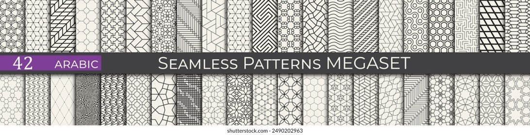 Set of modern arabic pattern swatches. Vintage islamic graphic. Ethnic modern patterns.