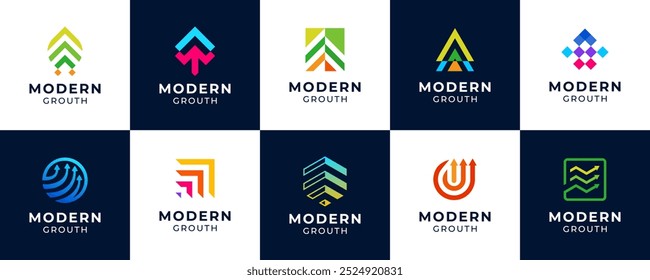set of modern arrow growth logo design vector template