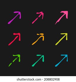Set of Modern Arrow Icons on Back Background.
