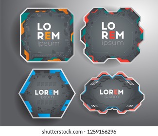 Set of Modern background banner with abstract sci-fi shapes