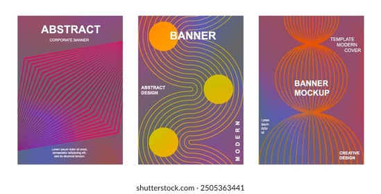 Set of modern background design. Brochure cover cards. Minimal boho geometric shapes compositions. Banner, cover, card, wallpaper, decoration, poster, brochure, leaflet, magazine. Template in A4 size