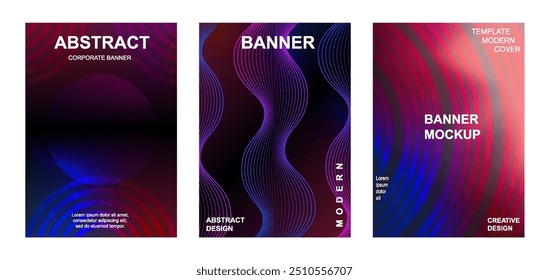 Set of modern background design. Brochure cover cards. Minimal geometric shapes compositions. Banner, cover, card, wallpaper, decoration, poster, brochure, leaflet, magazine. Template in A4 size