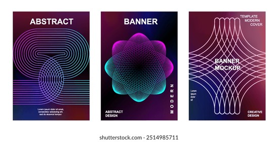 Set of modern background design. Brochure cover cards. Minimal geometric shapes compositions. Banner, cover, card, wallpaper, decoration, poster, brochure, leaflet, magazine. Template in A4 size