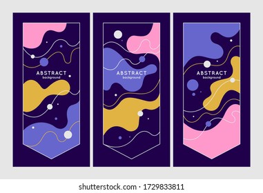 A set of modern backgrounds with abstract elements and dynamic shapes. Vector illustration.