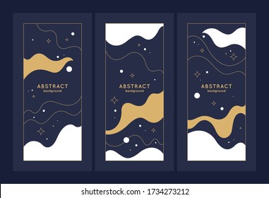 A set of modern backgrounds with abstract elements and dynamic shapes. Vector illustration. Template for design and creative ideas.