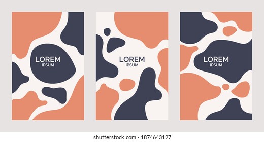 A set of modern backgrounds with abstract elements and dynamic shapes. Compositions of color spots. Vector illustration. Template for design and creative ideas.